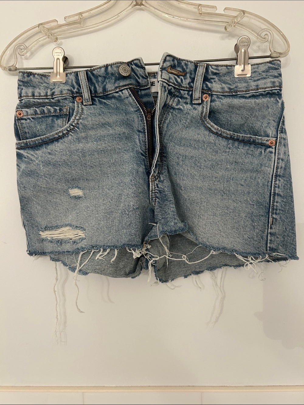 Garage Light Blue Distressed Denim Cutoff Shorts